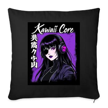 Cyberpunk Girl Kawaii Core - Sofa pillowcase 17,3'' x 17,3'' (45 x 45 cm) - black - Front