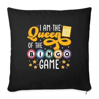 Bingo Queen Funny Bingo Party Design - Housse de coussin décorative 45 x 45 cm - noir - Devant