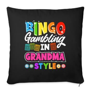 Bingo Grandma Gift Bingo Lover Grandmother - Sofa pillowcase 17,3'' x 17,3'' (45 x 45 cm) - black - Front