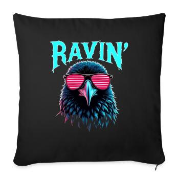 Ravin' Rabe pour les festivals techno - Housse de coussin décorative 45 x 45 cm - noir - Devant