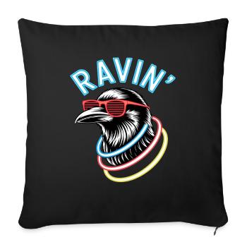 Ravin' Rabe pour les festivals techno - Housse de coussin décorative 45 x 45 cm - noir - Devant