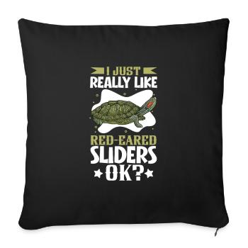 I love my red-eared turtle - Sofa pillowcase 17,3'' x 17,3'' (45 x 45 cm) - black - Front