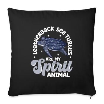 Mon animal spirituel - Tortue luth - Housse de coussin décorative 45 x 45 cm - noir - Devant
