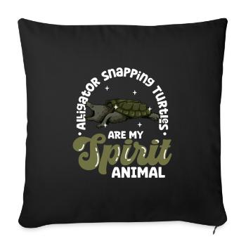Mon animal spirituel - Tortue alligator - Housse de coussin décorative 45 x 45 cm - noir - Devant