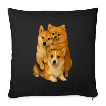 Corgi Shiba Poméranien - Housse de coussin décorative 45 x 45 cm - noir - Devant