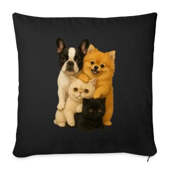 Bouledogue français Poméranien exotique à poil court - Housse de coussin décorative 45 x 45 cm - noir - Devant