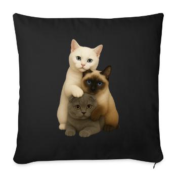 British Shorthair Siamois Fold - Housse de coussin décorative 45 x 45 cm - noir - Devant
