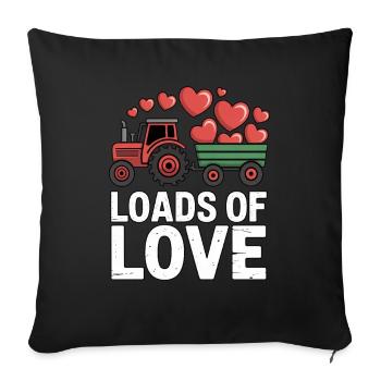 Loads Of Love Valentine Day Love Tractor - Housse de coussin décorative 45 x 45 cm - noir - Devant