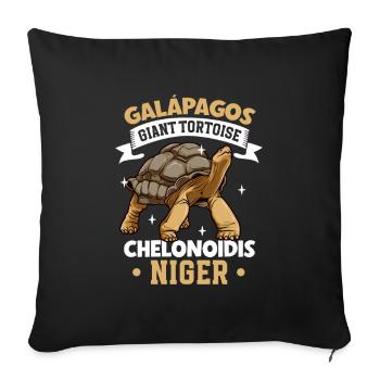 Galapagos-Riesenschildkröte - Sofakissenbezug 45 x 45 cm - Schwarz - Vorne