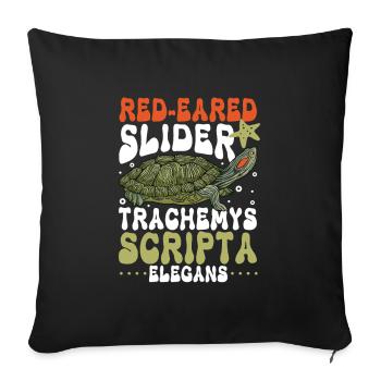 Red-eared Turtle - Sofa pillowcase 17,3'' x 17,3'' (45 x 45 cm) - black - Front