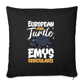 Tortue de l’étang - Housse de coussin décorative 45 x 45 cm - noir - Devant