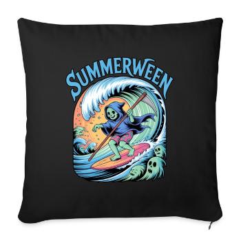 Summerween Halloween Ghost Surfer - Sofa pillowcase 17,3'' x 17,3'' (45 x 45 cm) - black - Front
