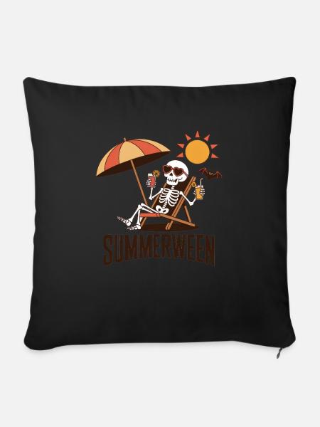 Summerween Halloween Skelett - Sofakissenbezug 45 x 45 cm - Schwarz