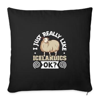 I love my Icelandic sheep - Sofa pillowcase 17,3'' x 17,3'' (45 x 45 cm) - black - Front