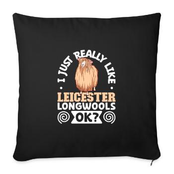 I love my Leicester long wool sheep - Sofa pillowcase 17,3'' x 17,3'' (45 x 45 cm) - black - Front