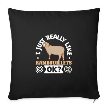 I love my Rambouillet sheep - Sofa pillowcase 17,3'' x 17,3'' (45 x 45 cm) - black - Front