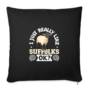 I love my Suffolk sheep - Sofa pillowcase 17,3'' x 17,3'' (45 x 45 cm) - black - Front