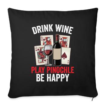 Pinochle Design Binokel Karten Spieleabend - Sofakissenbezug 45 x 45 cm - Schwarz - Vorne