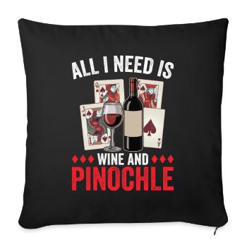 Pinochle Und Rotwein Karten Spielen Binokel - Sofakissenbezug 45 x 45 cm - Schwarz - Vorne