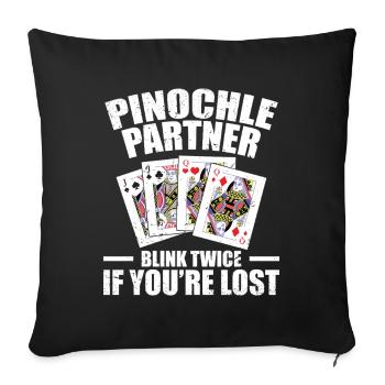 Pinochle Partner Playing Cards Lecteur de cartes - Housse de coussin décorative 45 x 45 cm - noir - Devant