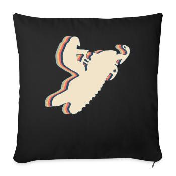 Snowmobile Snowmobiling Retro Line Art - Sofa pillowcase 17,3'' x 17,3'' (45 x 45 cm) - black - Front