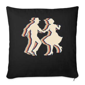 Square Dance Tanzen Retro Line Art - Sofakissenbezug 45 x 45 cm - Schwarz - Vorne