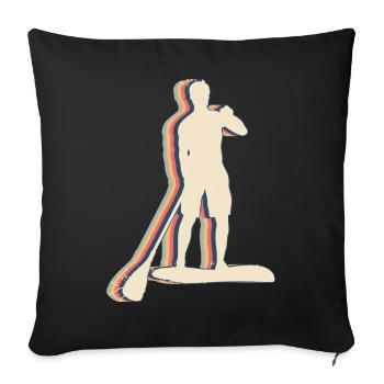 Stand Up Paddle SUP Retro Line Art - Housse de coussin décorative 45 x 45 cm - noir - Devant