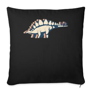 Stegosaurus Dinosaur Retro Line Art - Sofa pillowcase 17,3'' x 17,3'' (45 x 45 cm) - black - Front
