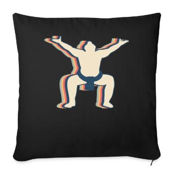 Sumo Lutte Japonais Sumo Lutteur Rétro - Housse de coussin décorative 45 x 45 cm - noir - Devant