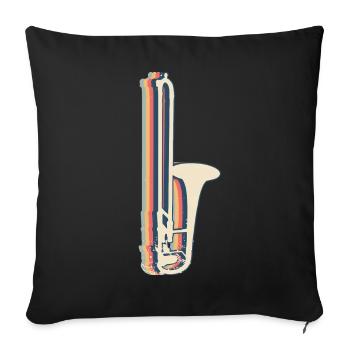 Trombone Instrument Trombonist Retro Line Art - Sofa pillowcase 17,3'' x 17,3'' (45 x 45 cm) - black - Front