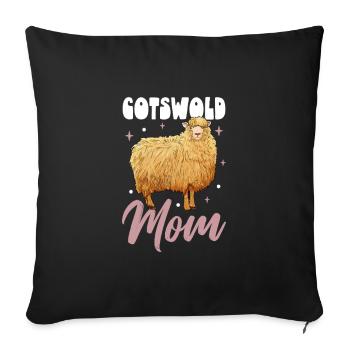 Cotswold-Schaf Mama - Sofakissenbezug 45 x 45 cm - Schwarz - Vorne