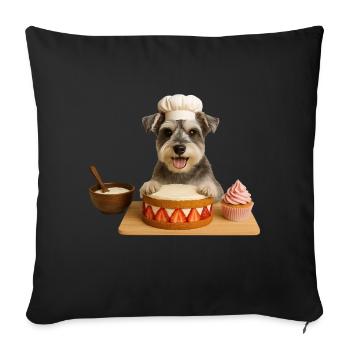 Miniature Schnauzer Baking Cake Cookies - Sofa pillowcase 17,3'' x 17,3'' (45 x 45 cm) - black - Front