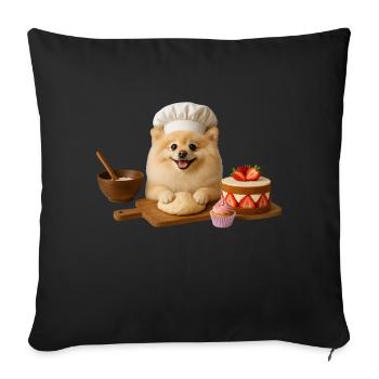 Pomeranian Baking Cake Cookies - Sofa pillowcase 17,3'' x 17,3'' (45 x 45 cm) - black - Front