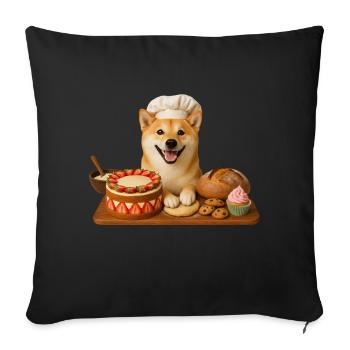 Shiba Inu Baking Cake Cookies - Sofa pillowcase 17,3'' x 17,3'' (45 x 45 cm) - black - Front