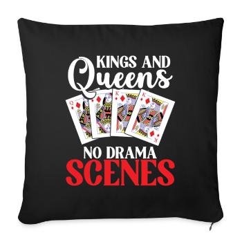 Pinochle Trick Prendre Jeu Drame Roi Reine - Housse de coussin décorative 45 x 45 cm - noir - Devant