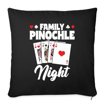 Jeu de cartes Pinochle Night Melding en famille - Housse de coussin décorative 45 x 45 cm - noir - Devant