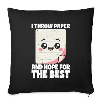 Paper Throwing Scissors Stone Paper Gift - Sofa pillowcase 17,3'' x 17,3'' (45 x 45 cm) - black - Front