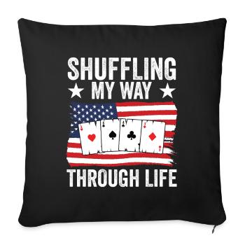 Funny Pinochle Card Player USA Flag - Sofa pillowcase 17,3'' x 17,3'' (45 x 45 cm) - black - Front
