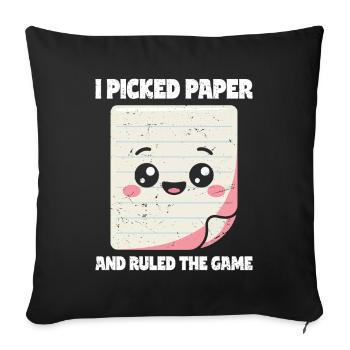 Picked Paper Rules The Game - Scissors Stone Paper - Sofa pillowcase 17,3'' x 17,3'' (45 x 45 cm) - black - Front