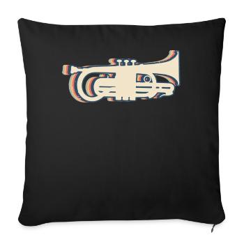 Trumpet Instrument Trumpeter Retro Line Art - Sofa pillowcase 17,3'' x 17,3'' (45 x 45 cm) - black - Front