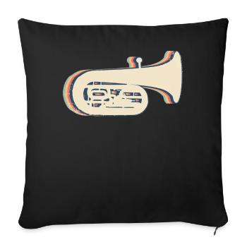Tuba Instrument Tubist Retro Line Art - Sofa pillowcase 17,3'' x 17,3'' (45 x 45 cm) - black - Front