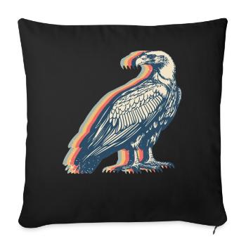 Vulture Bird Retro Line Art - Sofa pillowcase 17,3'' x 17,3'' (45 x 45 cm) - black - Front