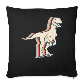 Velociraptor Dinosaur Retro Line Art - Sofa pillowcase 17,3'' x 17,3'' (45 x 45 cm) - black - Front