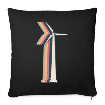 Wind Turbine Technician Retro Line Art - Sofa pillowcase 17,3'' x 17,3'' (45 x 45 cm) - black - Front