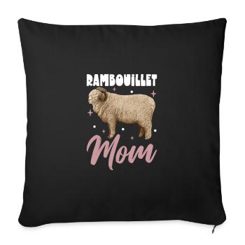 Rambouillet-Schaf Mama - Sofakissenbezug 45 x 45 cm - Schwarz - Vorne