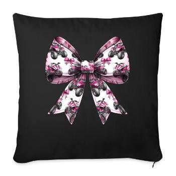 Coquette Bow Atv Quad 4 Wheeler Motif Fille Maman - Housse de coussin décorative 45 x 45 cm - noir - Devant
