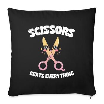 Scissors Beat Everything Scissors Stone Paper Gift - Sofa pillowcase 17,3'' x 17,3'' (45 x 45 cm) - black - Front