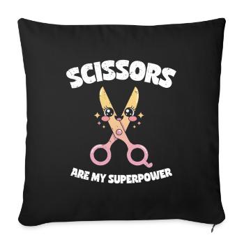 Les ciseaux sont mon superpouvoir - Ciseaux Stone Paper - Housse de coussin décorative 45 x 45 cm - noir - Devant