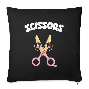 Scissors Stone Paper Group School Game Scissors Figurine - Sofa pillowcase 17,3'' x 17,3'' (45 x 45 cm) - black - Front