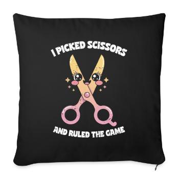 Picked Scissors Ruled Game - Scissors Stone Paper - Sofa pillowcase 17,3'' x 17,3'' (45 x 45 cm) - black - Front